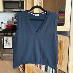 Boden Navy Cotton Sweater Vest Size XL